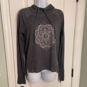 Workout long sleeve gray fleece hoodie, size extra small, like new barely worn